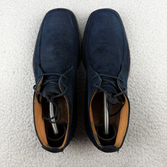 Jimmy Choo Boots Men 8 Wide / UK 7 E Shoe Navy Blue Chukka Suede Leather Ankle 3